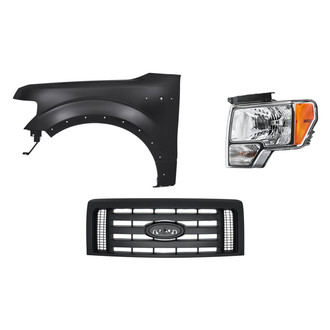 Replacement - 3-Piece Kit (Driver Side Headlight, Grille, Front Driver Side Fender) (Standard Line)