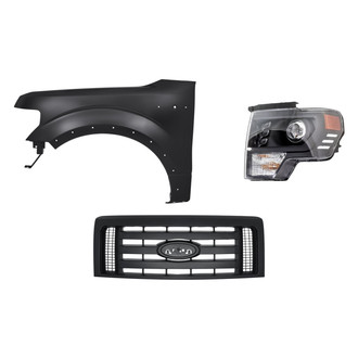 Replacement - 3-Piece Kit (Driver Side Headlight, Grille, Front Driver Side Fender) (Standard Line)