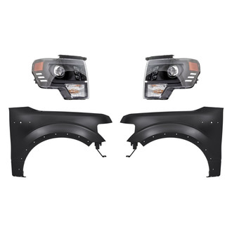 Replacement - 4-Piece Kit (Driver and Passenger Side Headlights, Driver and Passenger Side Fenders) (Standard Line)