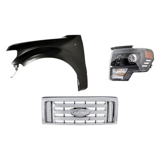 Replacement - 3-Piece Kit (Driver Side Headlight, Grille, Front Driver Side Fender) (Standard Line)