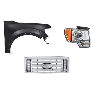 Replacement - 3-Piece Kit (Passenger Side Headlight, Grille, Front Passenger Side Fender) (Standard Line)