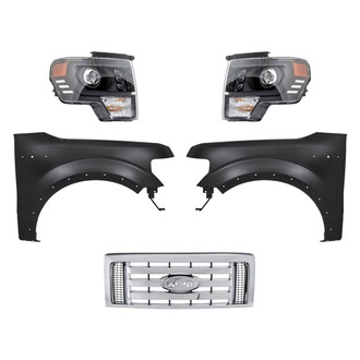 Replacement - 5-Piece Kit (Driver and Passenger Side Headlights, Grille, Driver and Passenger Side Fenders) (Standard Line)