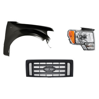 Replacement - 3-Piece Kit (Passenger Side Headlight, Grille, Front Passenger Side Fender)