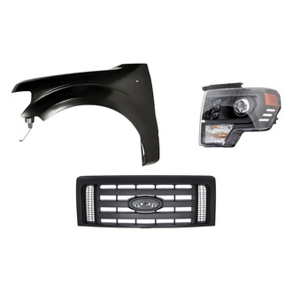 Replacement - 3-Piece Kit (Driver Side Headlight, Grille, Front Driver Side Fender) (Standard Line)