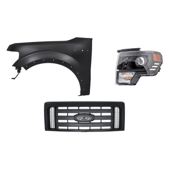 Replacement - 3-Piece Kit (Driver Side Headlight, Grille, Front Driver Side Fender) (Standard Line)