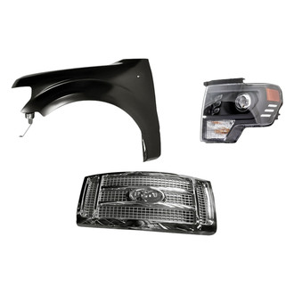 Replacement - 3-Piece Kit (Driver Side Headlight, Grille, Front Driver Side Fender) (Standard Line)