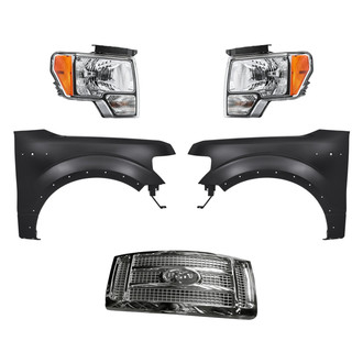Replacement - 5-Piece Kit (Driver and Passenger Side Headlights, Grille, Driver and Passenger Side Fenders) (Standard Line)