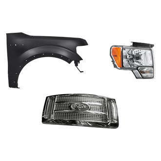 Replacement - 3-Piece Kit (Passenger Side Headlight, Grille, Front Passenger Side Fender) (Standard Line)