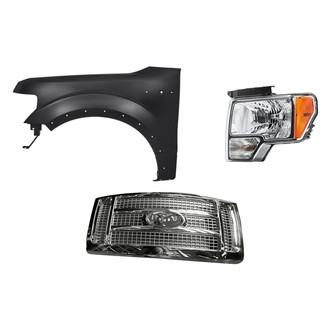 Replacement - 3-Piece Kit (Driver Side Headlight, Grille, Front Driver Side Fender) (Standard Line)