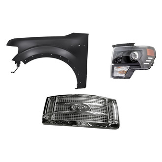 Replacement - 3-Piece Kit (Driver Side Headlight, Grille, Front Driver Side Fender) (Standard Line)