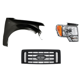 Replacement - 3-Piece Kit (Passenger Side Headlight, Grille, Front Passenger Side Fender) (CAPA Certified)
