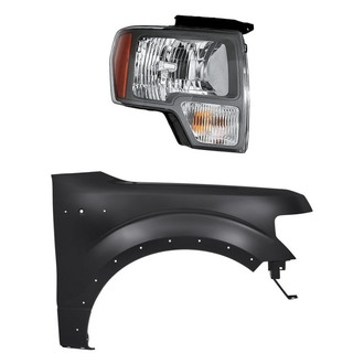 Replacement - 2-Piece Kit (Passenger Side Headlight, Front Passenger Side Fender) (Standard Line)