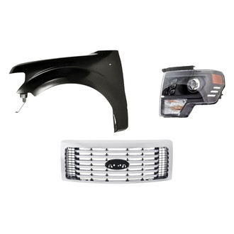 Replacement - 3-Piece Kit (Driver Side Headlight, Grille, Front Driver Side Fender) (Standard Line)