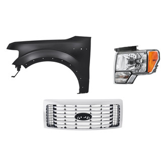 Replacement - 3-Piece Kit (Driver Side Headlight, Grille, Front Driver Side Fender) (Standard Line)