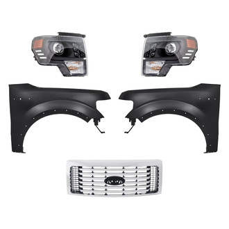 Replacement - 5-Piece Kit (Driver and Passenger Side Headlights, Grille, Driver and Passenger Side Fenders) (Standard Line)