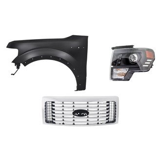 Replacement - 3-Piece Kit (Driver Side Headlight, Grille, Front Driver Side Fender) (Standard Line)
