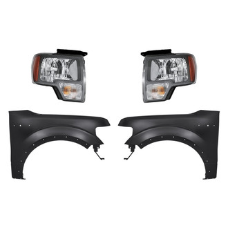 Replacement - 4-Piece Kit (Driver and Passenger Side Headlights, Driver and Passenger Side Fenders) (CAPA Certified)