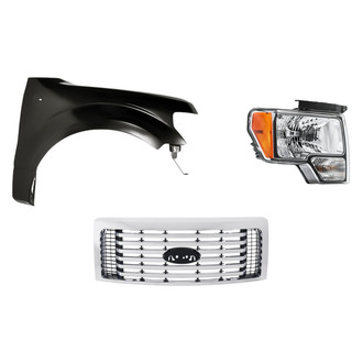 Replacement - 3-Piece Kit (Passenger Side Headlight, Grille, Front Passenger Side Fender) (CAPA Certified)