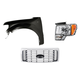 Replacement - 3-Piece Kit (Driver Side Headlight, Grille, Front Driver Side Fender) (CAPA Certified)