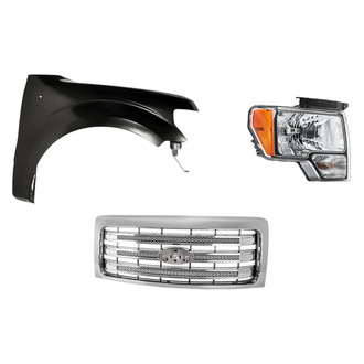 Replacement - 3-Piece Kit (Passenger Side Headlight, Grille, Front Passenger Side Fender) (CAPA Certified)
