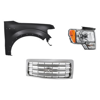 Replacement - 3-Piece Kit (Passenger Side Headlight, Grille, Front Passenger Side Fender) (CAPA Certified)