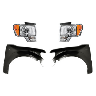 Replacement - 4-Piece Kit (Driver and Passenger Side Headlights, Driver and Passenger Side Fenders) (CAPA Certified)