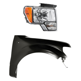 Replacement - 2-Piece Kit (Passenger Side Headlight, Front Passenger Side Fender) (CAPA Certified)
