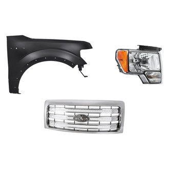 Replacement - 3-Piece Kit (Passenger Side Headlight, Grille, Front Passenger Side Fender) (CAPA Certified)