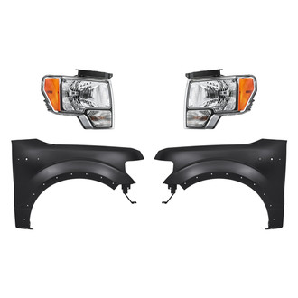 Replacement - 4-Piece Kit (Driver and Passenger Side Headlights, Driver and Passenger Side Fenders) (CAPA Certified)