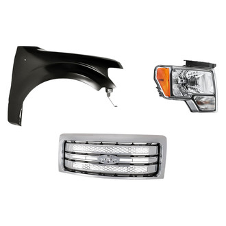Replacement - 3-Piece Kit (Passenger Side Headlight, Grille, Front Passenger Side Fender) (CAPA Certified)