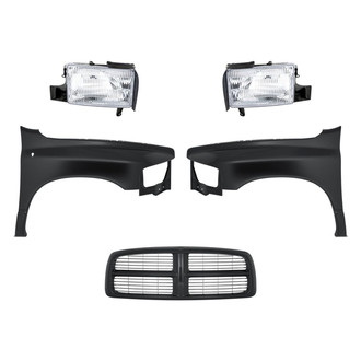 Replacement - 5-Piece Kit (Driver and Passenger Side Headlights, Grille, Driver and Passenger Side Fenders)