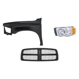 Replacement - 3-Piece Kit (Driver Side Headlight, Grille, Front Driver Side Fender)