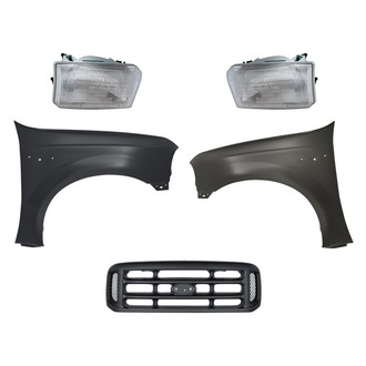 Replacement - 5-Piece Kit (Driver and Passenger Side Headlights, Grille, Driver and Passenger Side Fenders) (Standard Line)