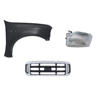 Replacement - 3-Piece Kit (Passenger Side Headlight, Grille, Front Passenger Side Fender) (Standard Line)