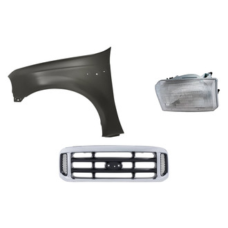 Replacement - 3-Piece Kit (Driver Side Headlight, Grille, Front Driver Side Fender) (Standard Line)