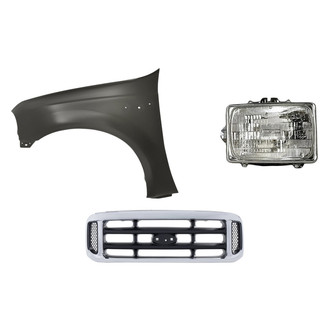 Replacement - 3-Piece Kit (Driver Side Headlight, Grille, Front Driver Side Fender) (Standard Line)