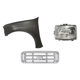 Replacement - 3-Piece Kit (Driver Side Headlight, Grille, Front Driver Side Fender) (Standard Line)