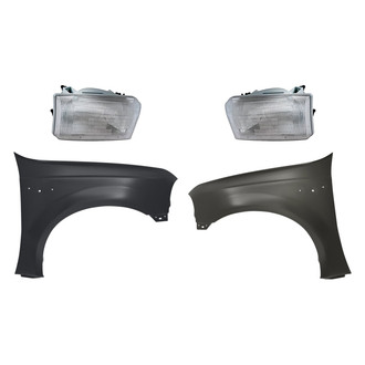 Replacement - 4-Piece Kit (Driver and Passenger Side Headlights, Driver and Passenger Side Fenders) (CAPA Certified)