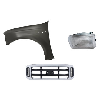 Replacement - 3-Piece Kit (Driver Side Headlight, Grille, Front Driver Side Fender) (CAPA Certified)