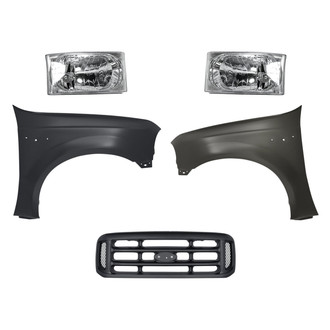 Replacement - 5-Piece Kit (Driver and Passenger Side Headlights, Grille, Driver and Passenger Side Fenders) (Standard Line)