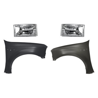 Replacement - 4-Piece Kit (Driver and Passenger Side Headlights, Driver and Passenger Side Fenders) (CAPA Certified)