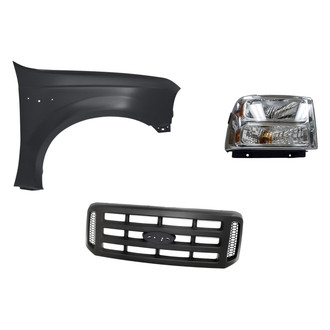 Replacement - 3-Piece Kit (Passenger Side Headlight, Grille, Front Passenger Side Fender)