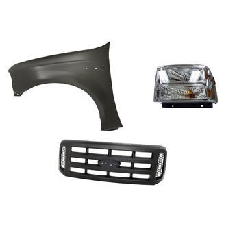 Replacement - 3-Piece Kit (Driver Side Headlight, Grille, Front Driver Side Fender)