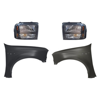 Replacement - 4-Piece Kit (Driver and Passenger Side Headlights, Driver and Passenger Side Fenders) (Standard Line)