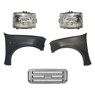 Replacement - 5-Piece Kit (Driver and Passenger Side Headlights, Grille, Driver and Passenger Side Fenders) (Standard Line)