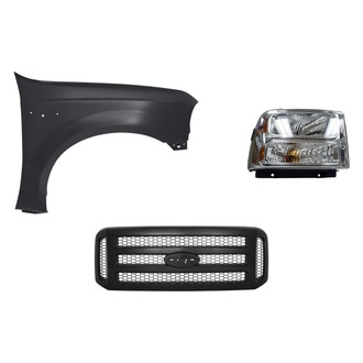 Replacement - 3-Piece Kit (Passenger Side Headlight, Grille, Front Passenger Side Fender) (Standard Line)