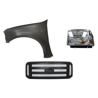 Replacement - 3-Piece Kit (Driver Side Headlight, Grille, Front Driver Side Fender) (Standard Line)
