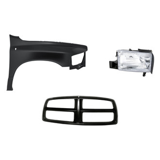 Replacement - 3-Piece Kit (Passenger Side Headlight, Grille Shell, Front Passenger Side Fender) (Standard Line)