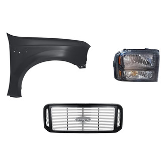 Replacement - 3-Piece Kit (Passenger Side Headlight, Grille, Front Passenger Side Fender) (Standard Line)