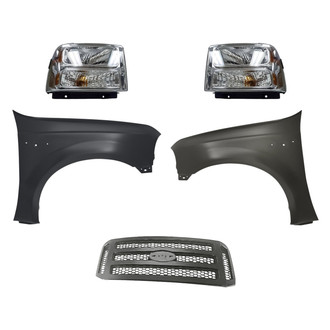 Replacement - 5-Piece Kit (Driver and Passenger Side Headlights, Grille, Driver and Passenger Side Fenders) (Standard Line)
